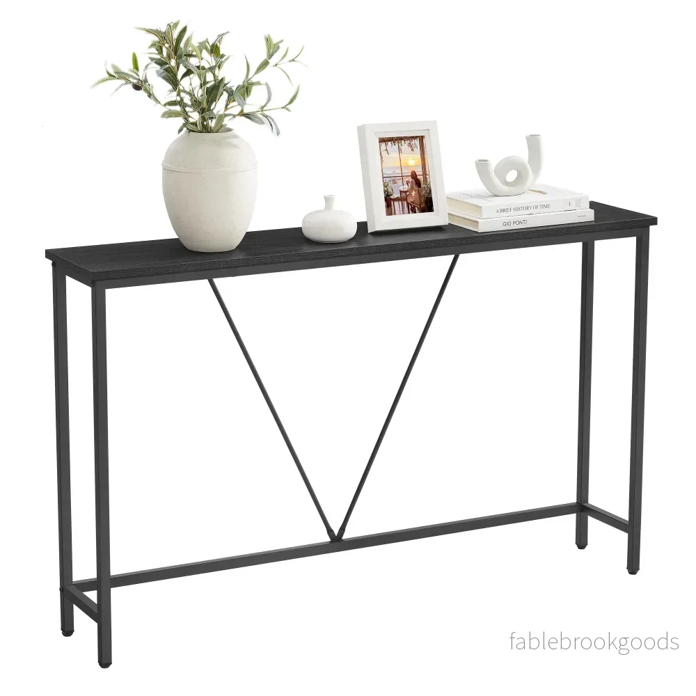 Consoletafel - 120 cm Breed - Smal - Industrieel Design - Zwart