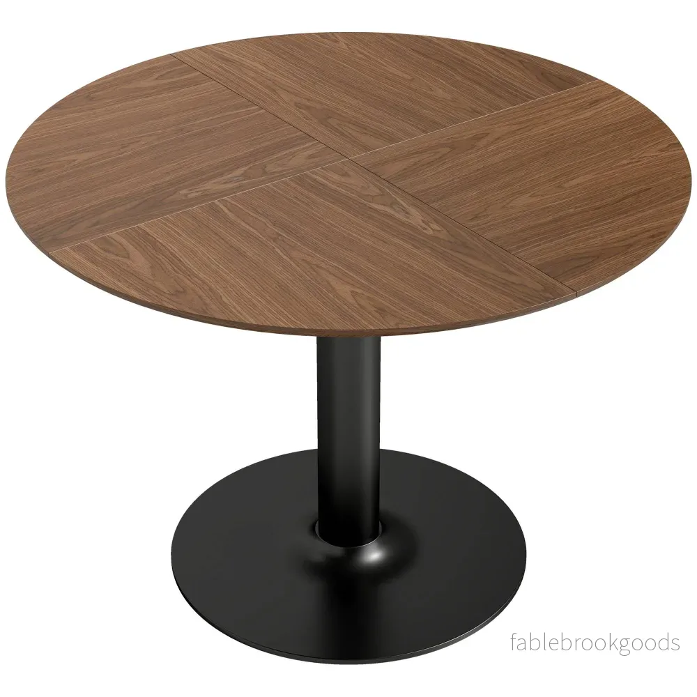 Runt matbord, 110 cm, MDF och stål, plats för 6
