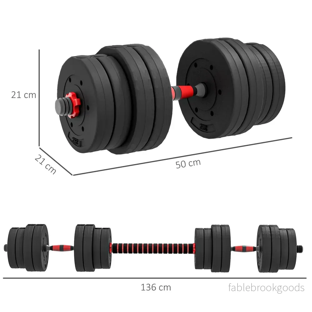 2 i 1 hantelset 30 kg justerbar hantel & skivstång professionell styrketräning för hantel svart - Bild 3