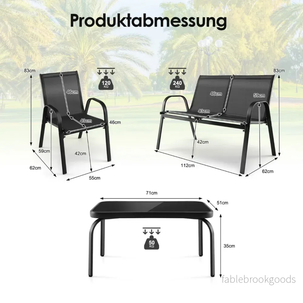 delar – utemöblersset samtalsset med soffbord – 4 51 x 71 x 35 cm – Grå - Bild 2