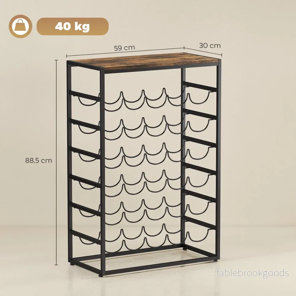 Vinställ för 30 flaskor, metall, rustik brun, 59x30x88,5 cm - Bild 3