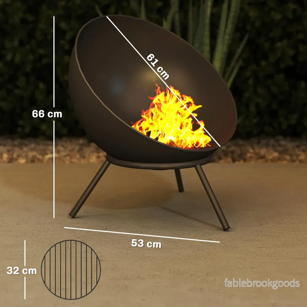 Eldstad i metall för utomhusbruk, 60 cm, svart, enkel montering - Bild 3
