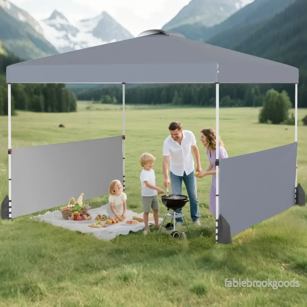 Paviljong – med sidoväggar och väska inklusive vindlinor sandpåsar – 3 x 3 m 2 4 4 – Grå - Bild 3