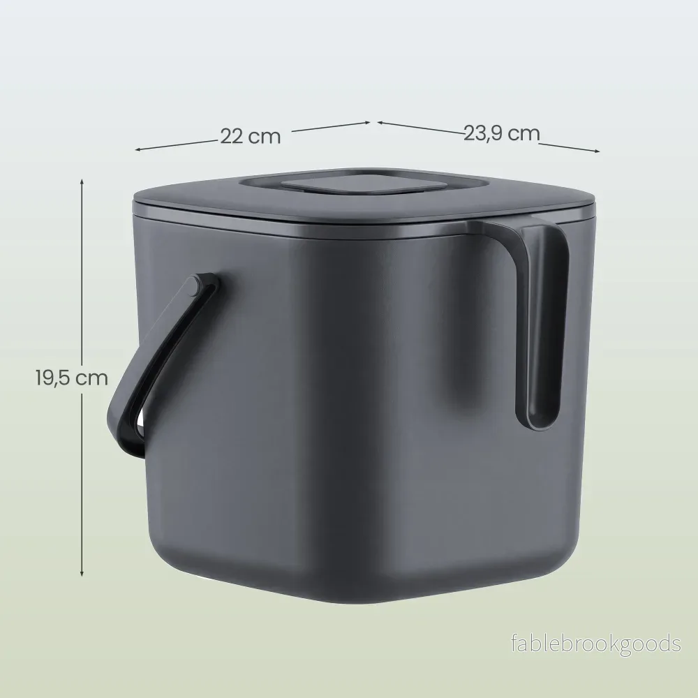 Gft-emmer - Geurdicht met Deksel en Handgreep - Grijs - 24 x 20 x 19,5 cm - Bild 3