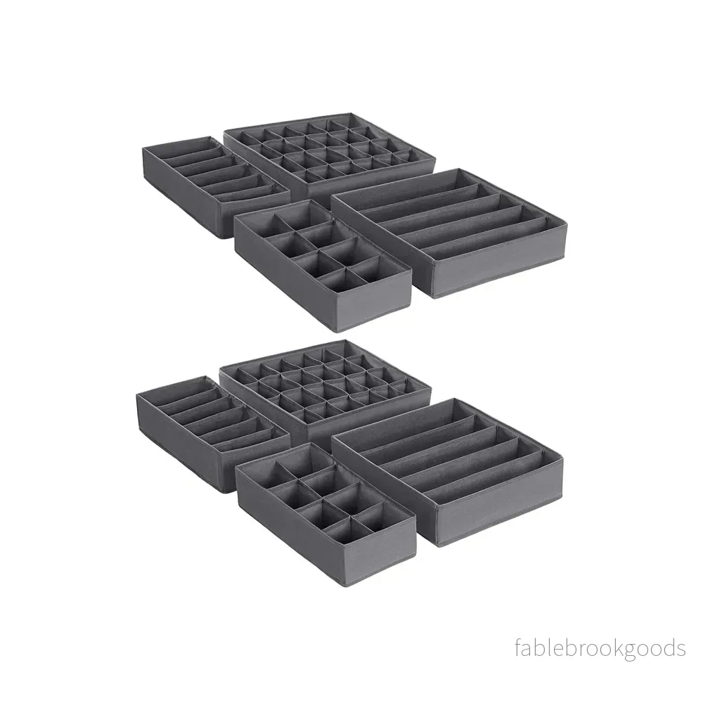 Opbergdozen – Set van 8 – Lade-Organizer – Opvouwbaar – Grijs Opbergdozen – Set van 8 – Lade-Organizer – Opvouwbaar – Grijs