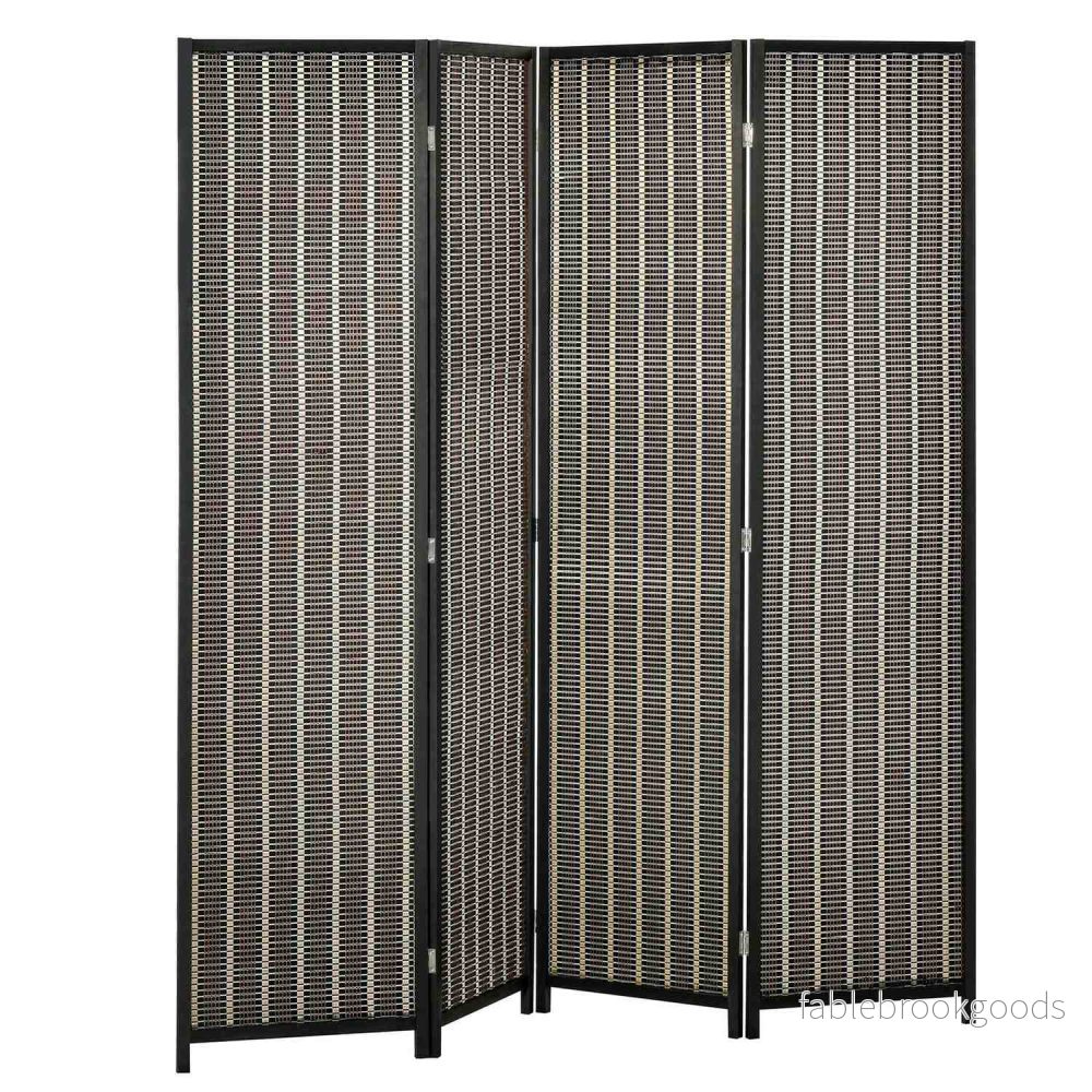 Rumsavdelare av bambu, 4-panel, 180x180 cm, Vikbar Brun