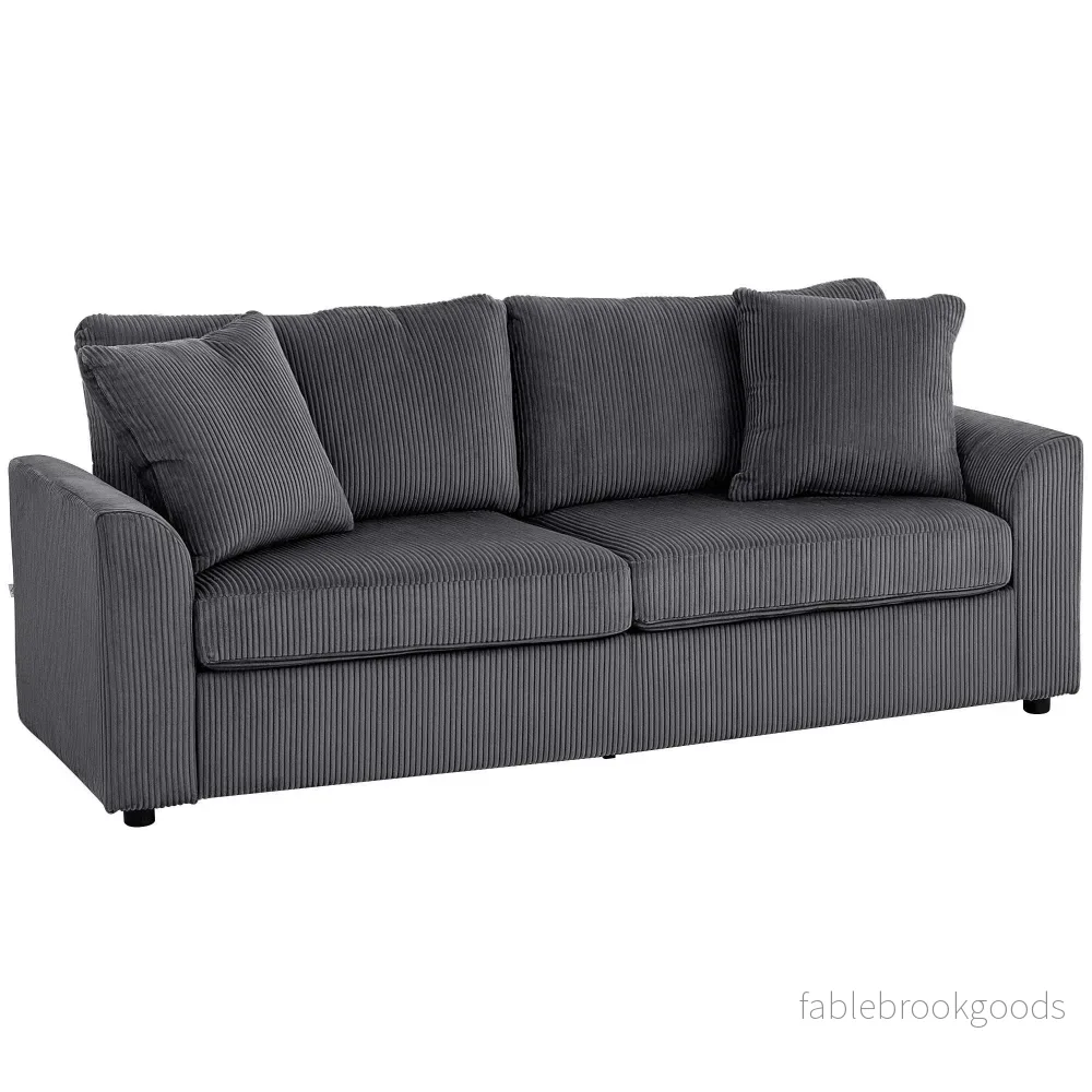 3-sits soffa i sladd med kuddar, 212 cm, mörkgrå
