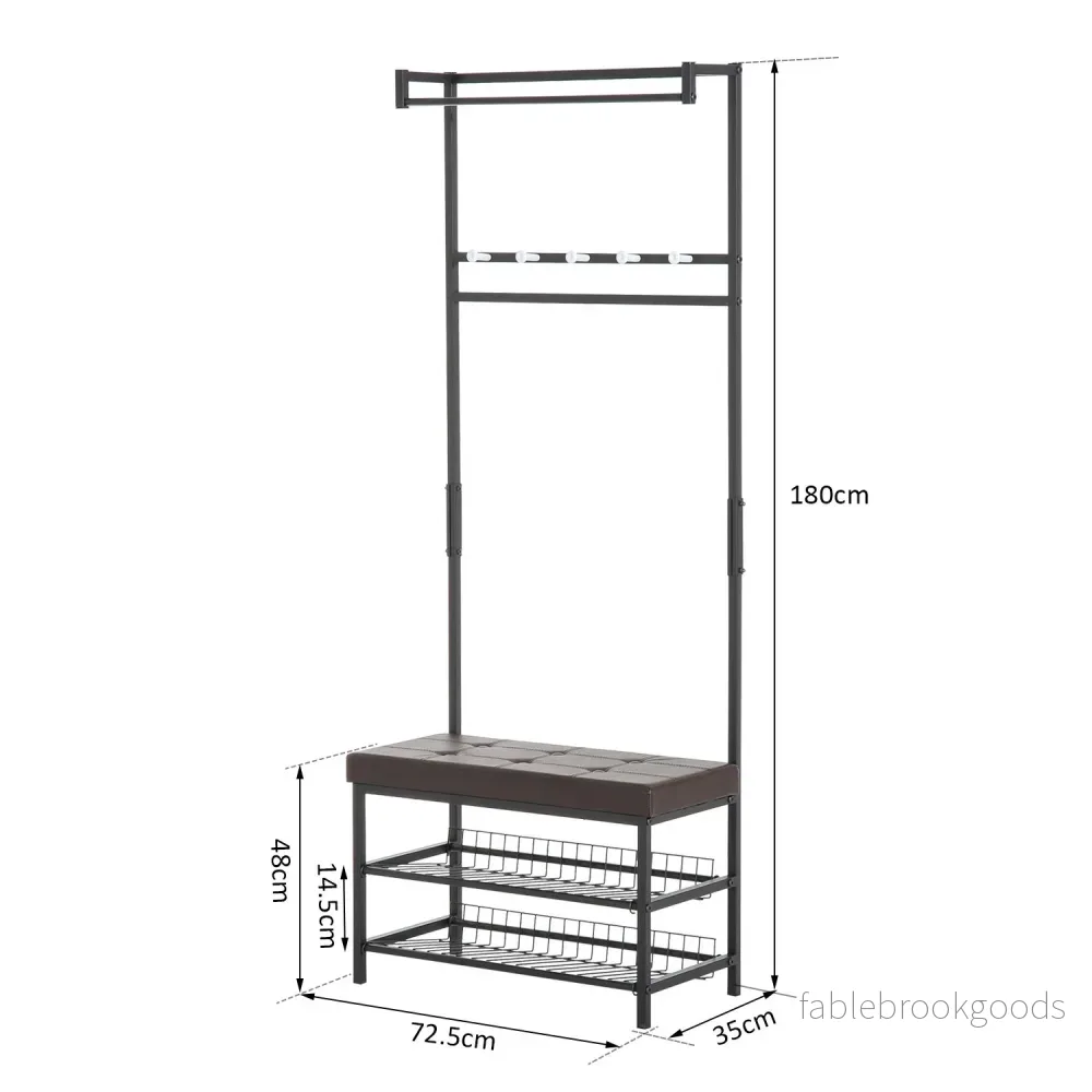 Coat Rack Bänk Combo med metallram och förvaringshyllor - Bild 3