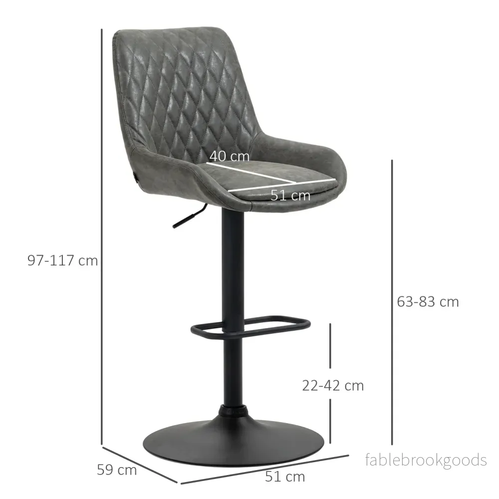 Höjdjusterbara barstolar, set om 2, mörkgrå konstläder - Bild 3