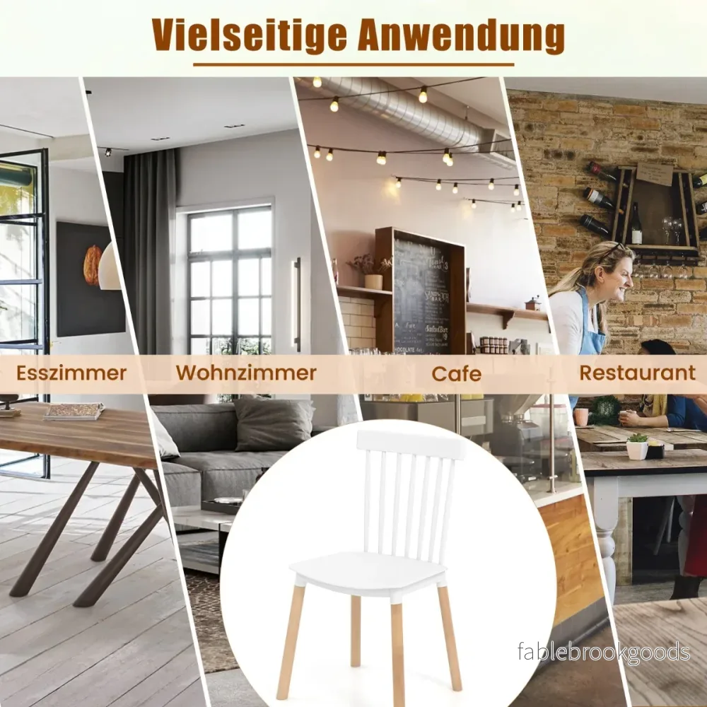 Set – med matstolar spindelryggar och böjda säten Armlösa – 4 – Vit - Bild 3