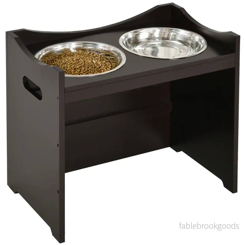 Justerbar hundmatningsstation, skål i rostfritt stål, 54 cm