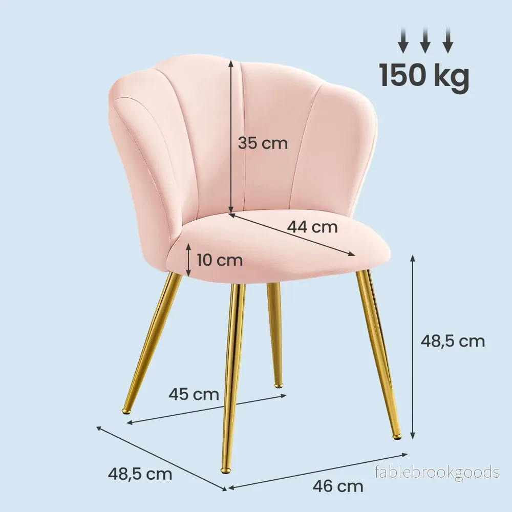 Eetkamerstoel - Bloemvormige Rugleuning - Fluweel - Stalen Poten - Roze - Bild 3