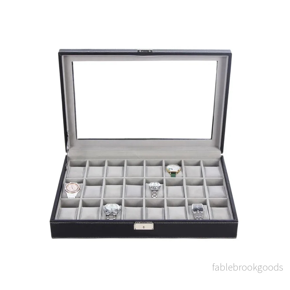 Klockbox – låsbar med 24 fack – svart - Bild 2