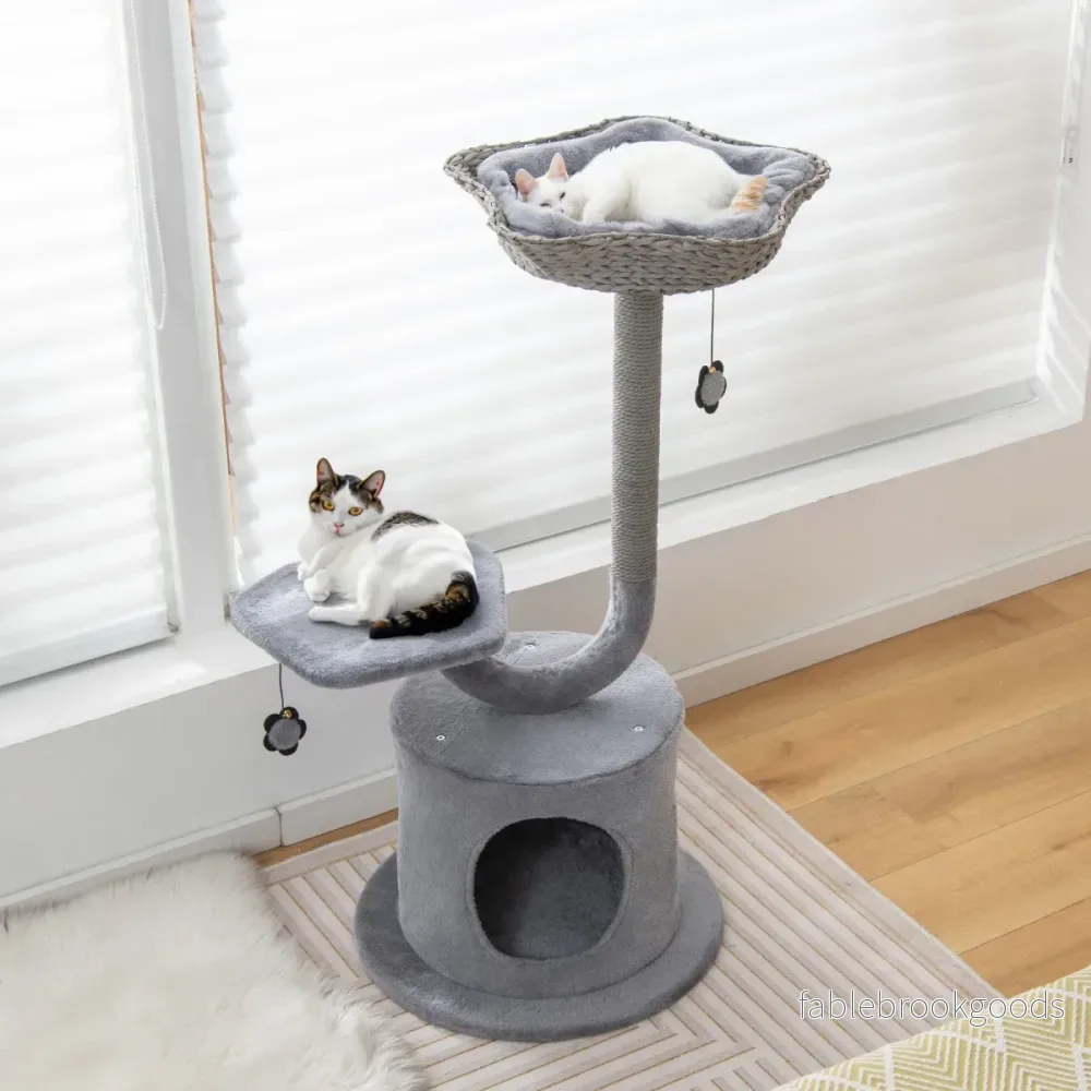 Inomhus – kattträd med böjd metallram nivå Cat Activity Center – 3 – Grå - Bild 3