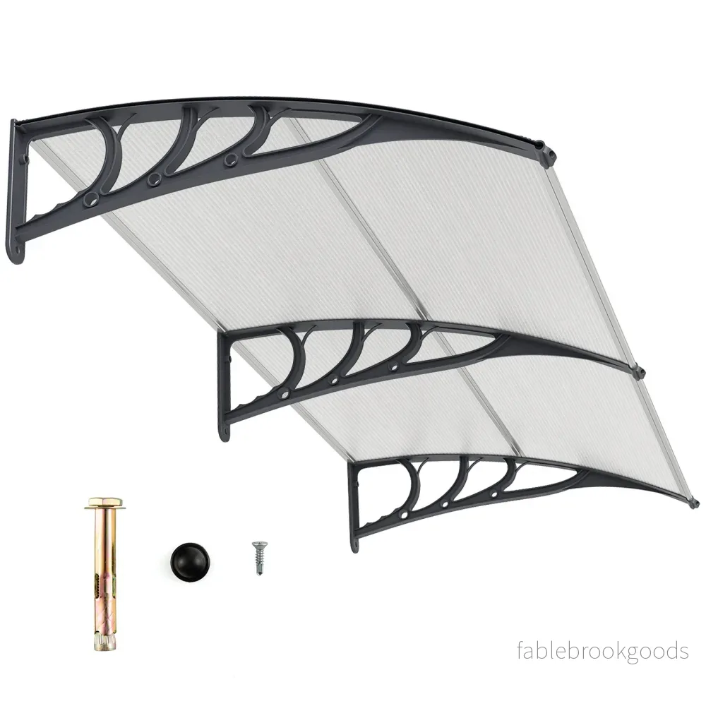 Entrétak – för ytterdörr Aluminium Överbyggnad Pultbåge – 199 x 99 cm – Grå
