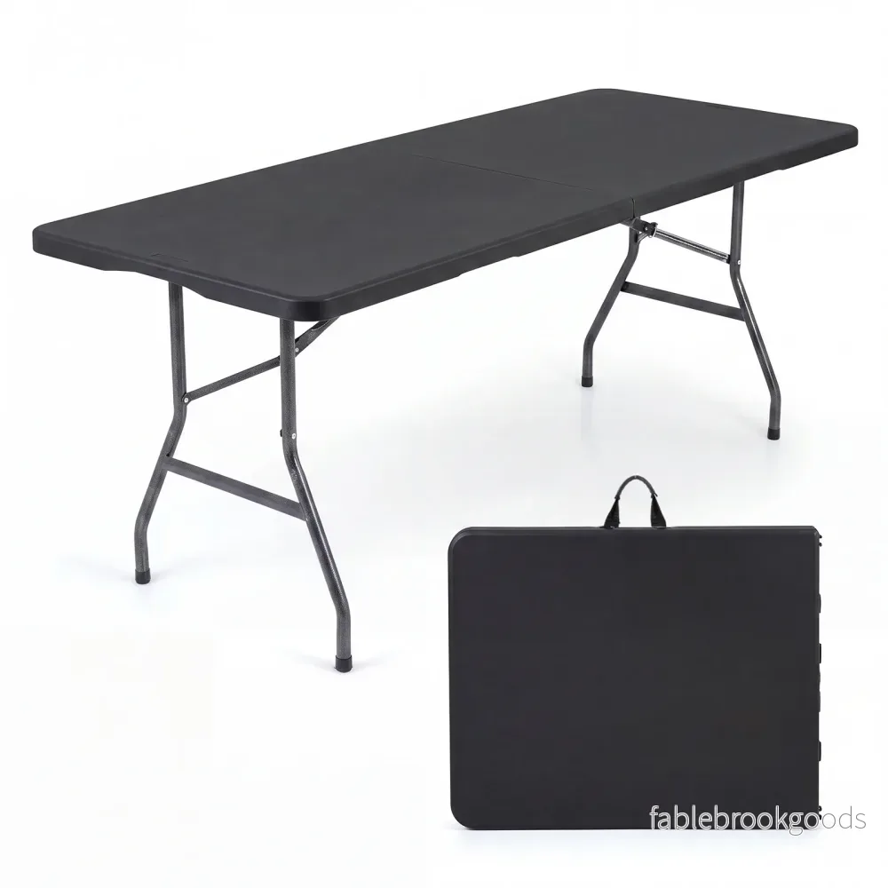 Hopfällbart – trädgårdsbord cm, campingbord med HDPE bordsskiva och bärhandtag – 180 x 74