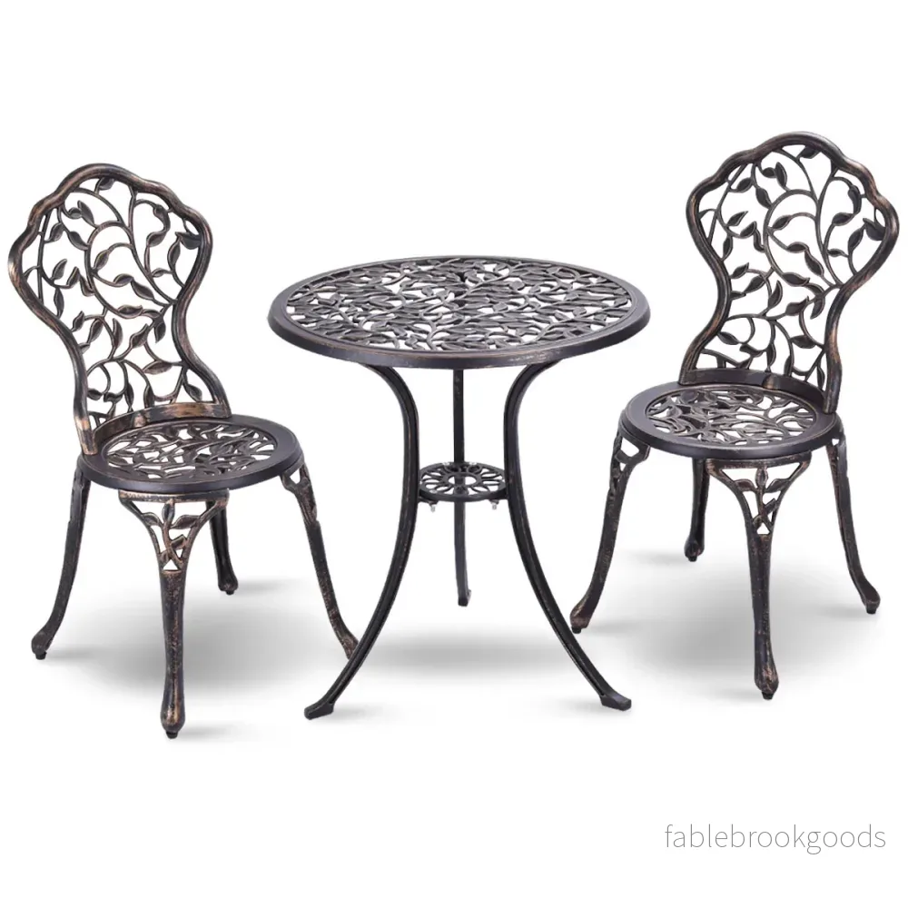 st – Antik gjuten aluminium bistroset Balkongset Sittgrupp Trädgårdsbord med stolar – 3 2 – Brons - Bild 3