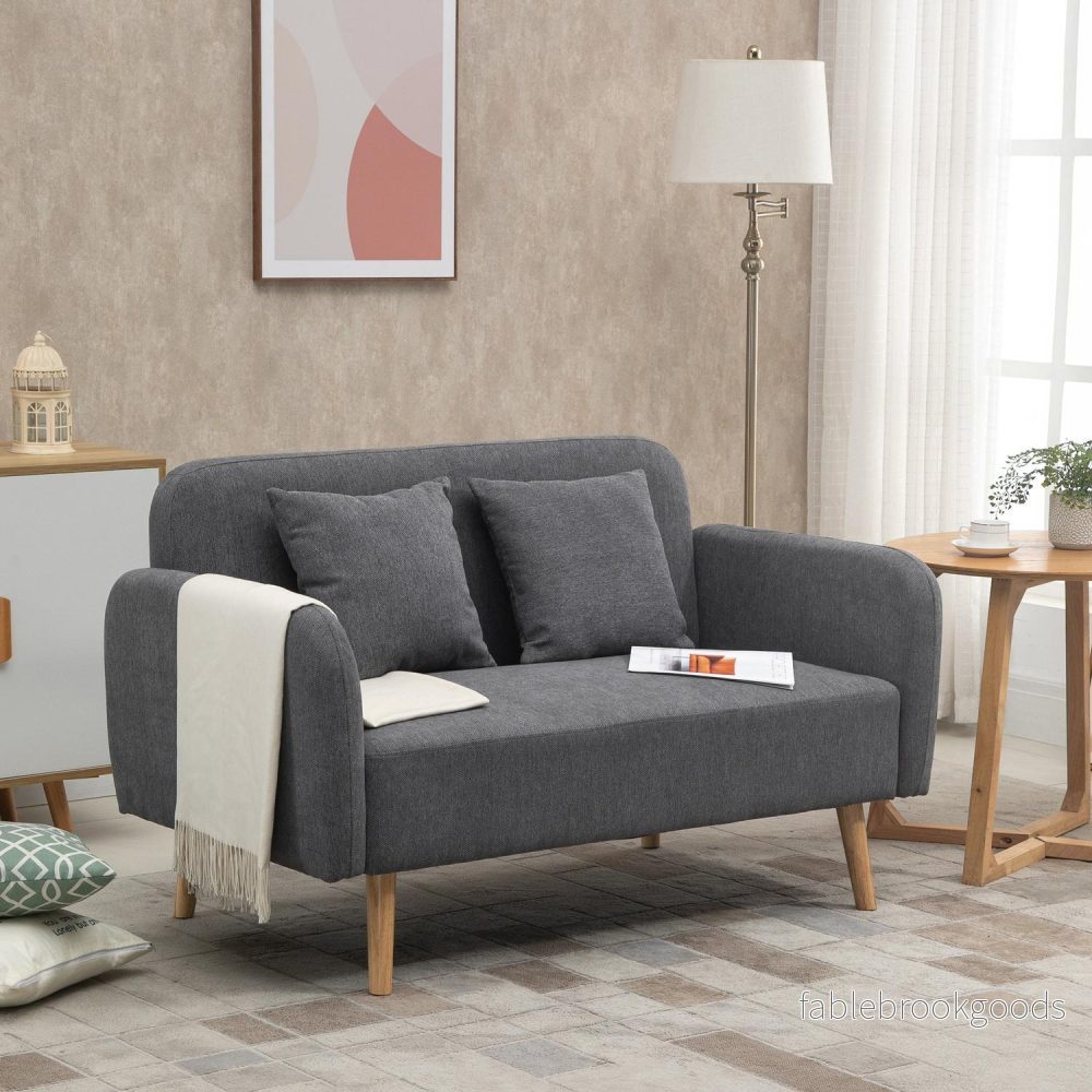 2-sits Loveseat soffa, sammetslen polyester, justerbart fotstöd - Bild 2