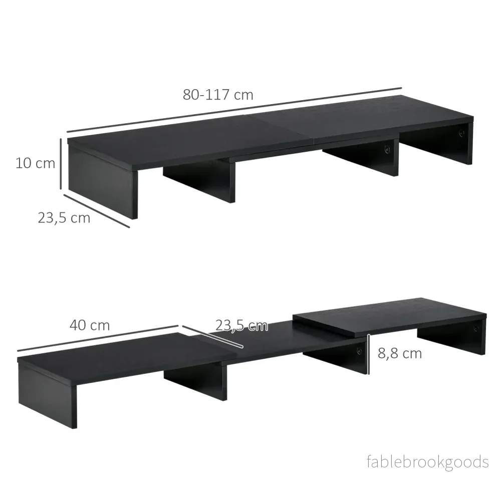 Justerbart stativ med dubbla bildskärmar, trähylla, 80-117cm - Bild 3