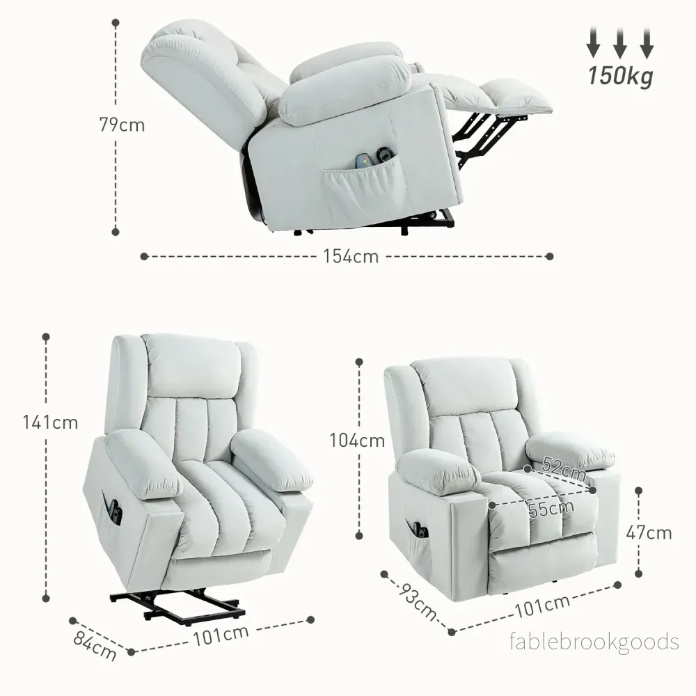 Elektrisk vilstol TV-stol med massage och värme, USB-portar - Bild 3