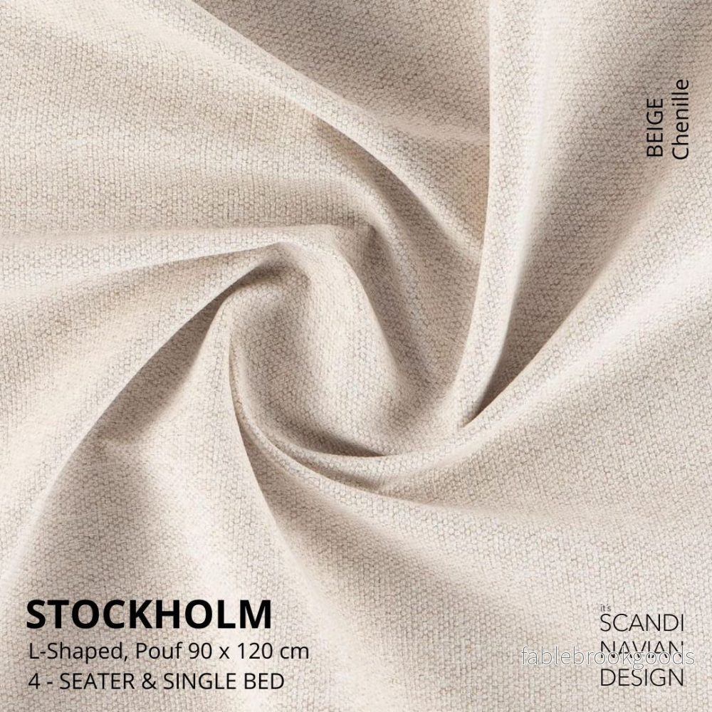 Stockholm L- Shaped sofa/single bed Chenille Beige removable & washable cover - Bild 2
