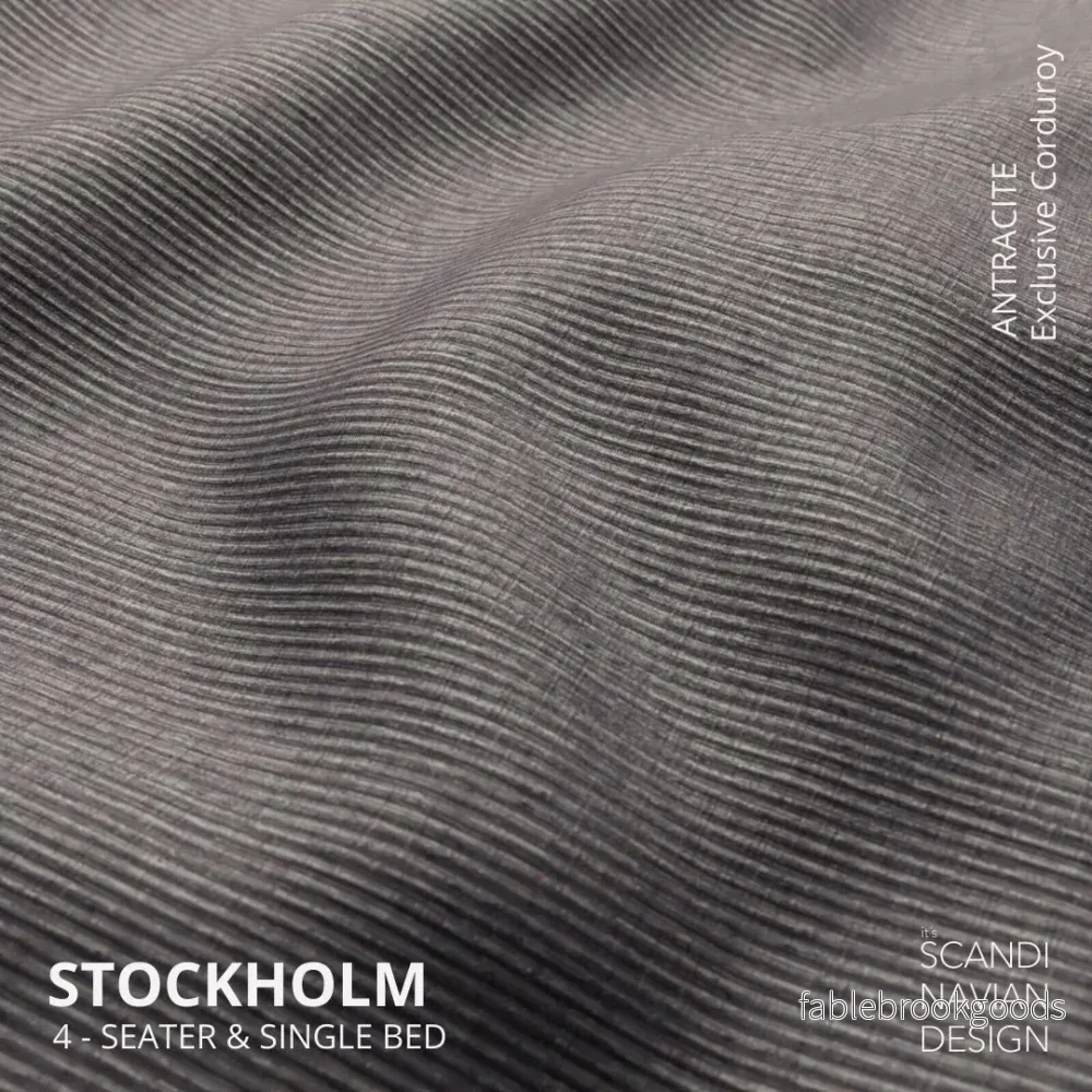 Stockholm L- Shaped sofa/single bed Exclusive Corduroy Antracite removable & washable cover - Bild 3