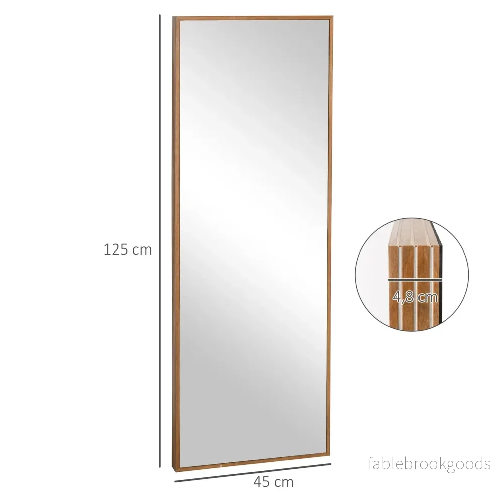 Väggspegel 125x45 cm – Träram, naturlig finish - Bild 3