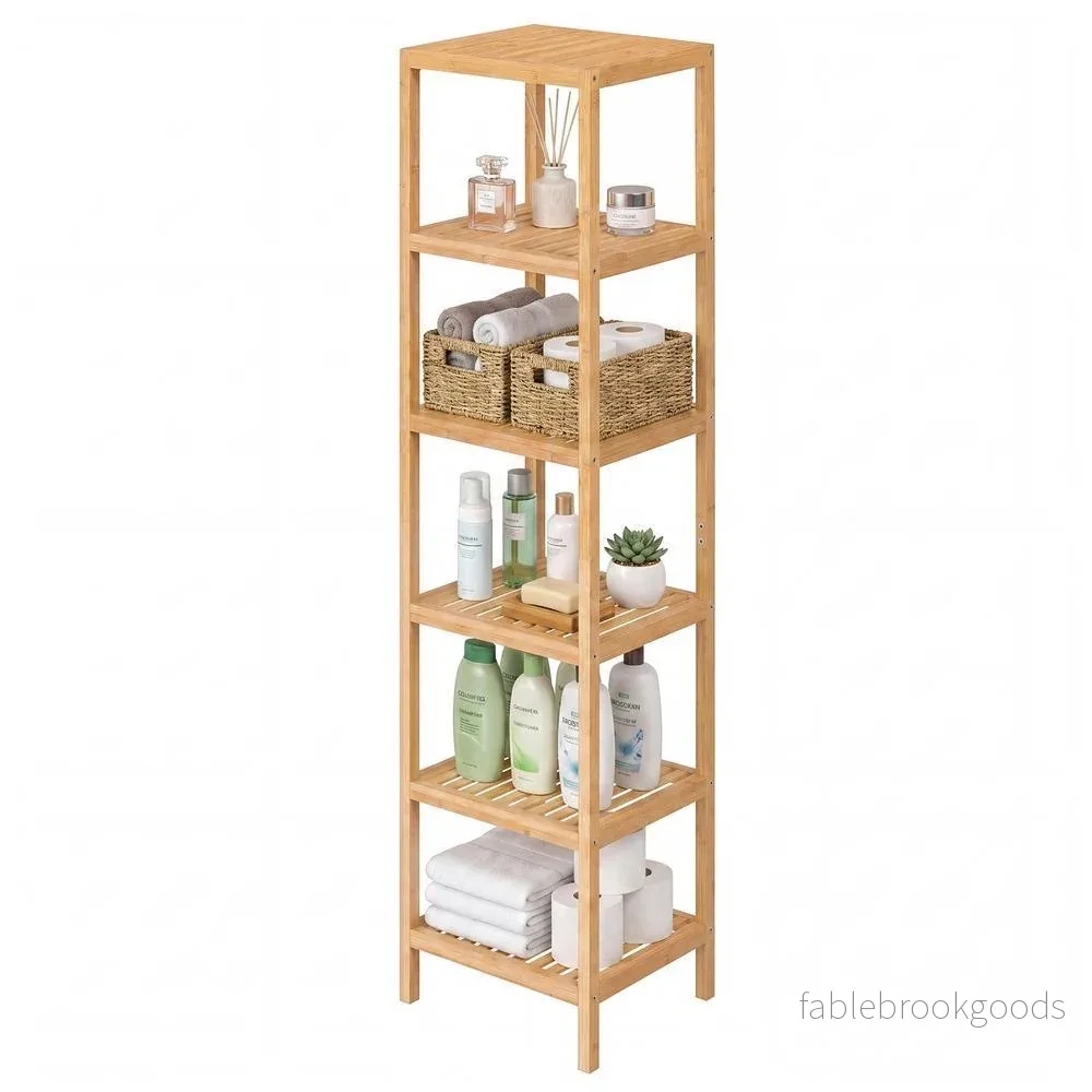 Badkamerrek – Bamboe – 6 Verstelbare Planken – 178 cm – Naturel