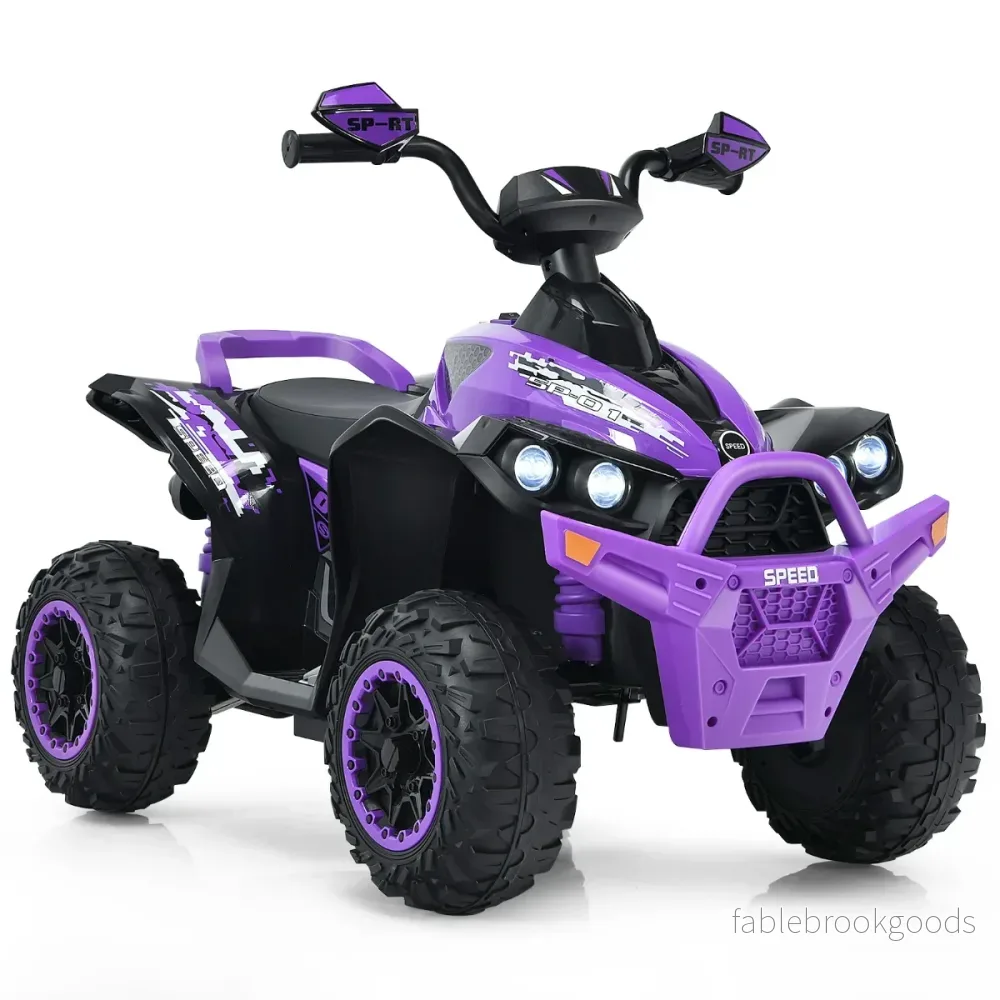 12V – Electric Kids Quad med musikhorn och LED strålkastare – Lila - Bild 2