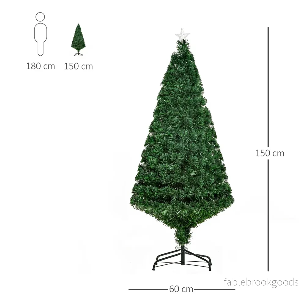 150 cm konstgjord julgran med LED-lampor & metallstativ - Bild 3
