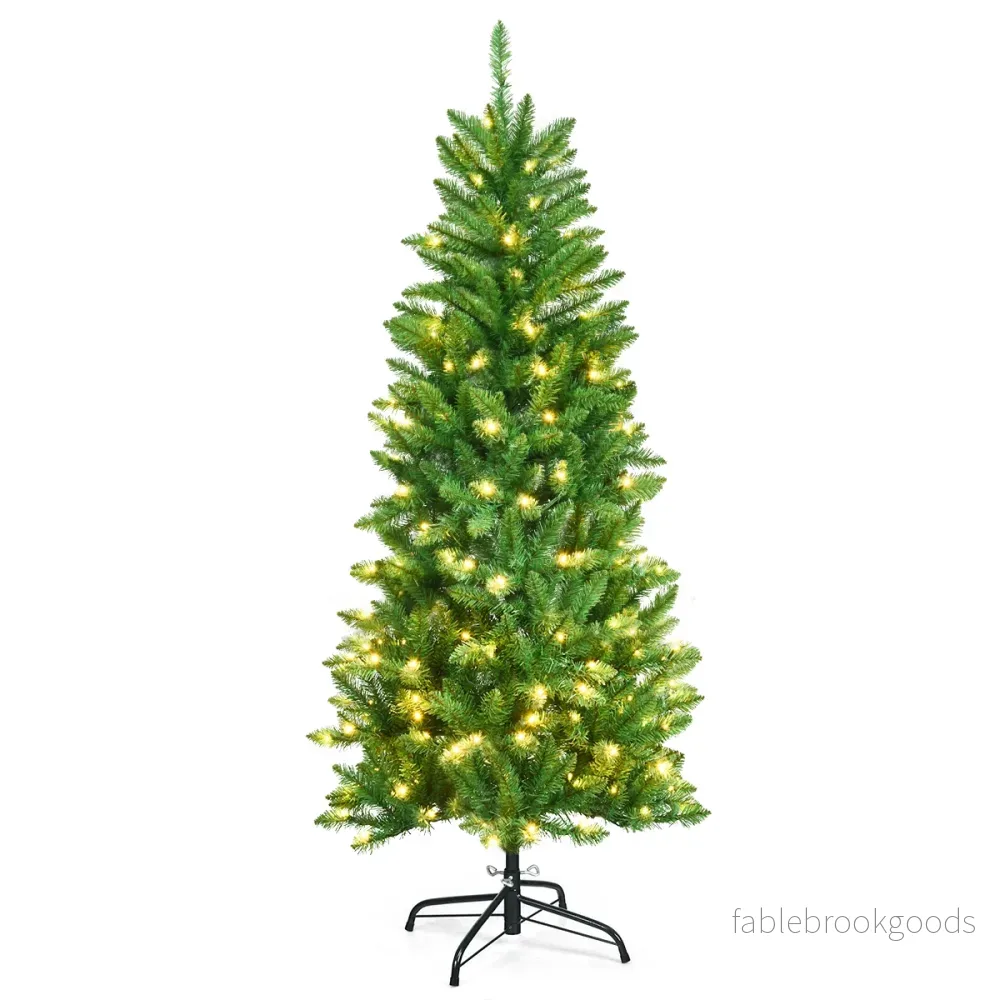 Hög – upplyst konstpennas julgran med varmvit ljusgrön – 150 cm – Grön - Bild 2