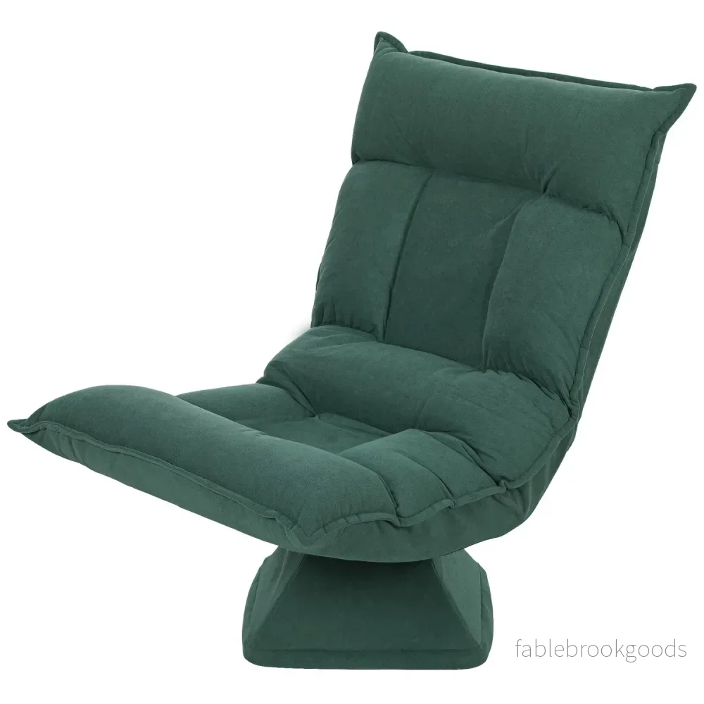 Swivel Floor Stol med justerbart ryggstöd – Green Velvet