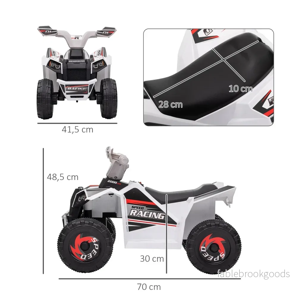 Electric Kids Quad – 6V, 2,5 km/h, 1,5–3 år, vit - Bild 3