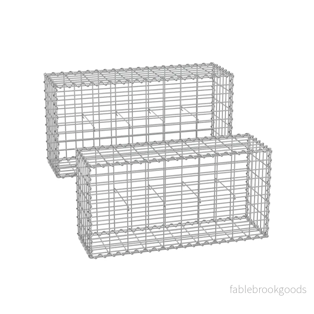 Set med gabioner – galvaniserat stål – silver Set med gabioner – galvaniserat stål – silver