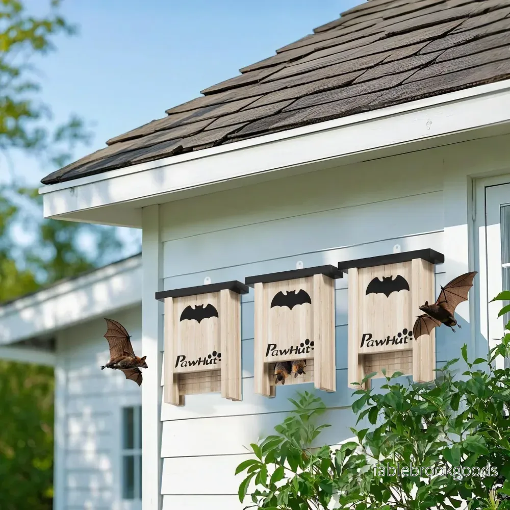 Bat House Set om 3 – Naturligt granträ, 18 x 6 x 22,5 cm - Bild 2