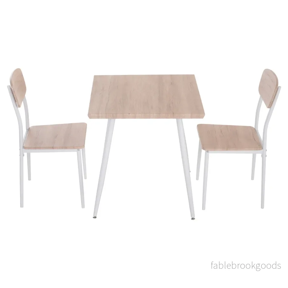 Matbordsset, 3-delat – MDF & metall, träfibrer & vitt