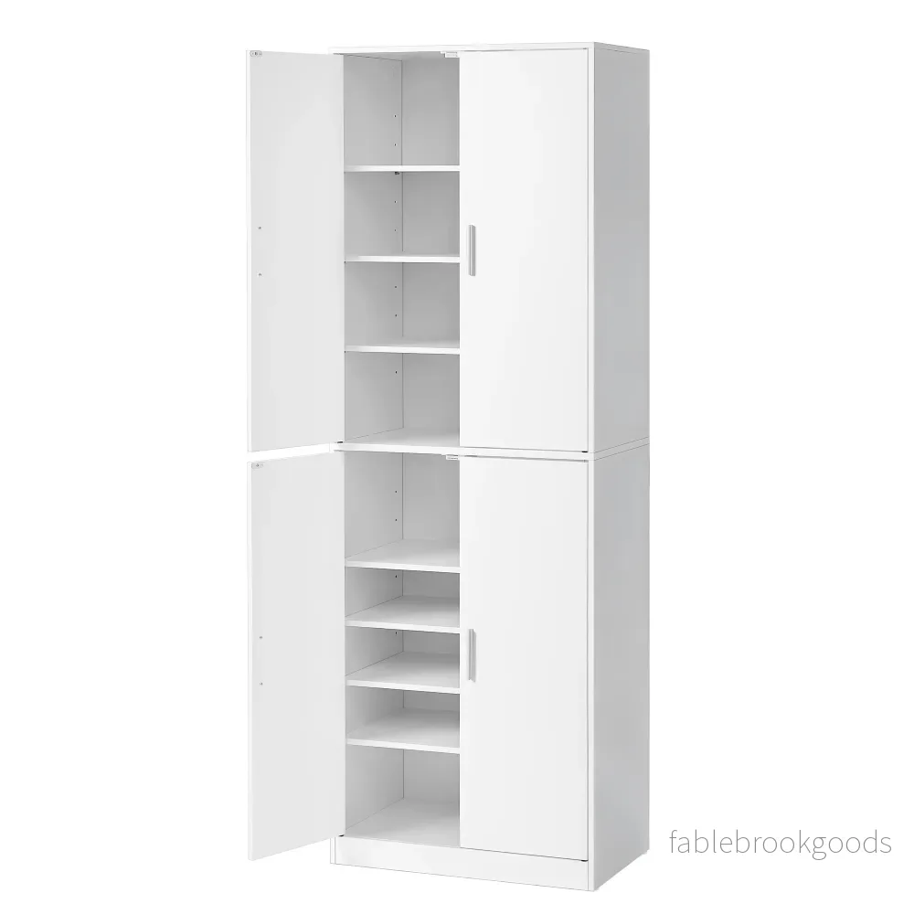 Schoenenkast - 175 cm Hoog - Verstelbare Planken - Met Deuren - Wit - Bild 2