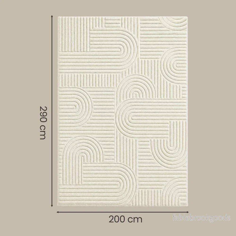 Vloerkleed - 290 x 200 cm - 3D Geometrisch Patroon - Wasbaar - Crèmewit - Bild 2