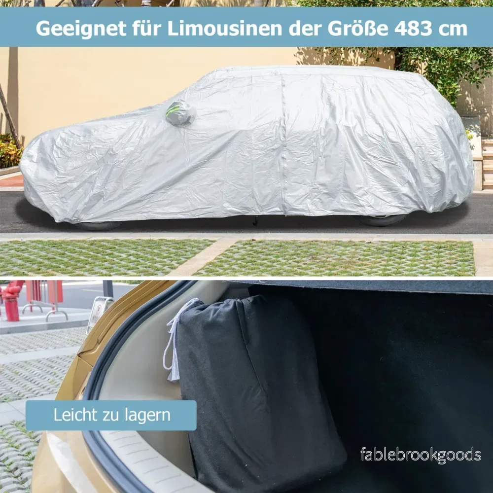 Väderbeständig – presenning för fordon Bilskydd med dragkedja – 483 x 191 x 153 cm – Silver - Bild 3