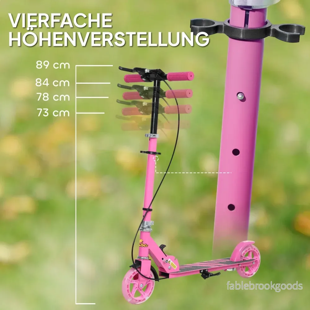 Barns hopfällbar sparkcykel med justerbart styre, rosa - Bild 3