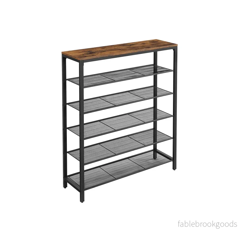 Skoskåp – 5-vånings skoställ – Industriell design – Vintage brun-svart Skoskåp – 5-vånings skoställ – Industriell design – Vintage brun-svart