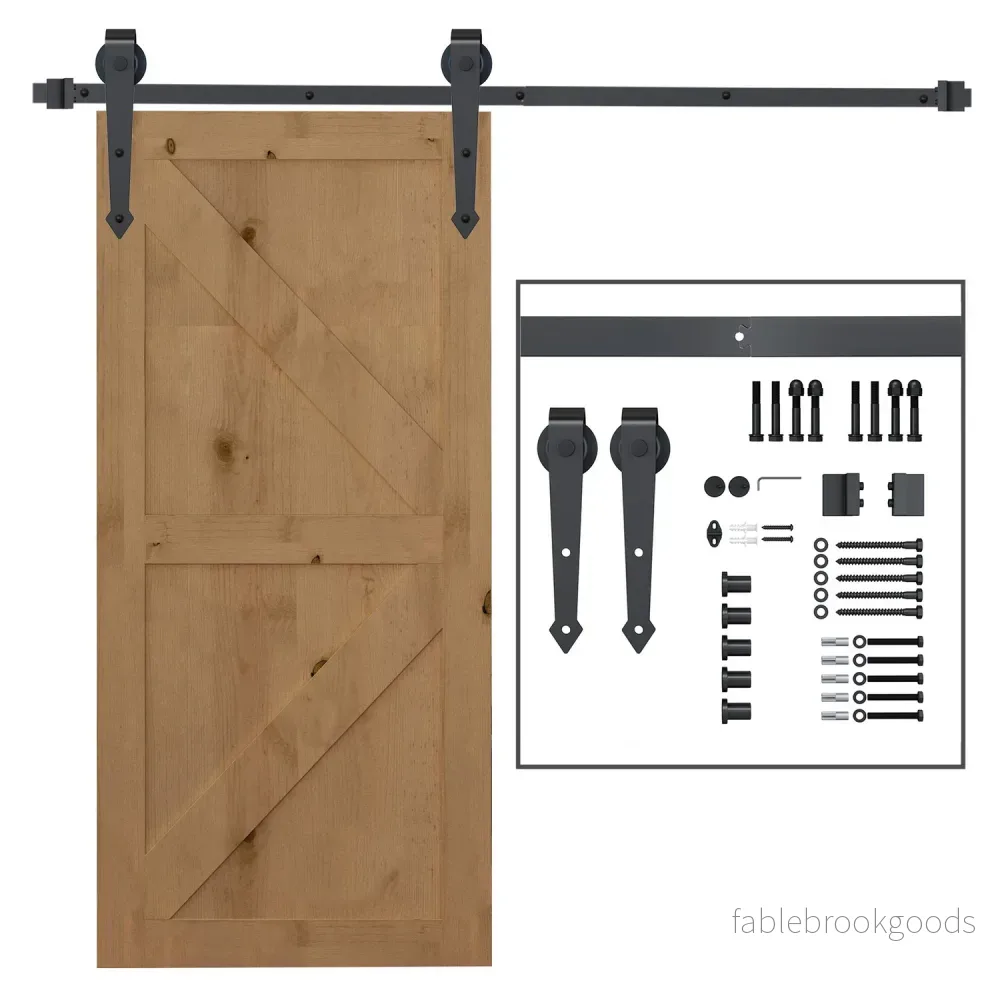 Skjutdörrsbeslagssats, kolstål, 200 cm, brun Skjutdörrsbeslagssats, kolstål, 200 cm, brun