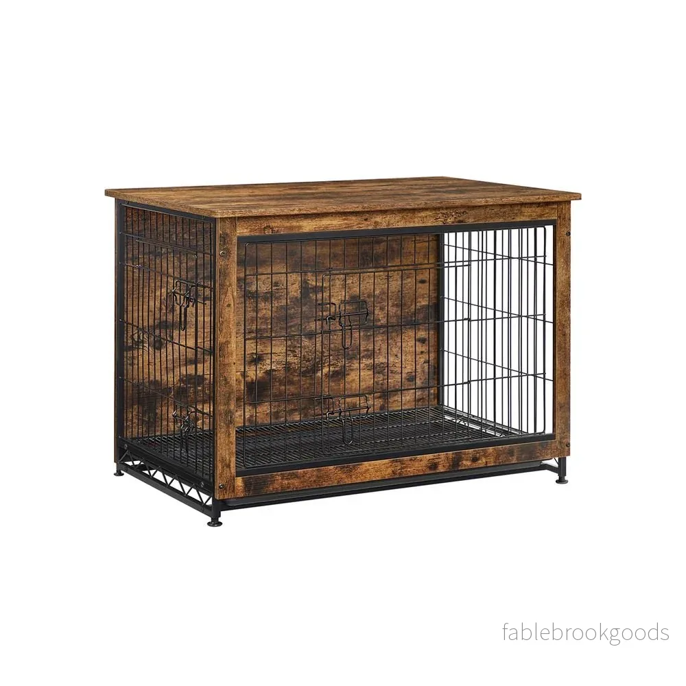 Hundbur – Extra stark – Trä/metallram – Vintagebrun Hundbur – Extra stark – Trä/metallram – Vintagebrun