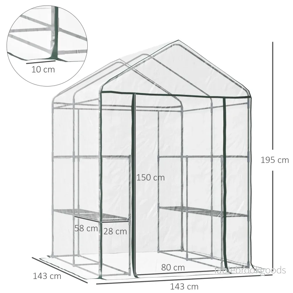 Walk-In växthus med hyllor – Stål PVC-ram - Bild 3