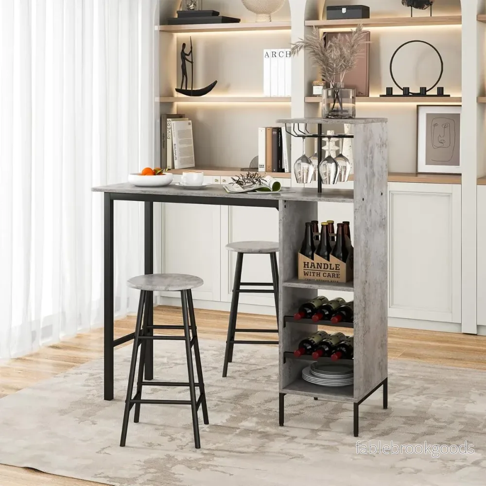 delad – barbord och stolset Industriellt pubbord pall – 3 – Grå - Bild 3