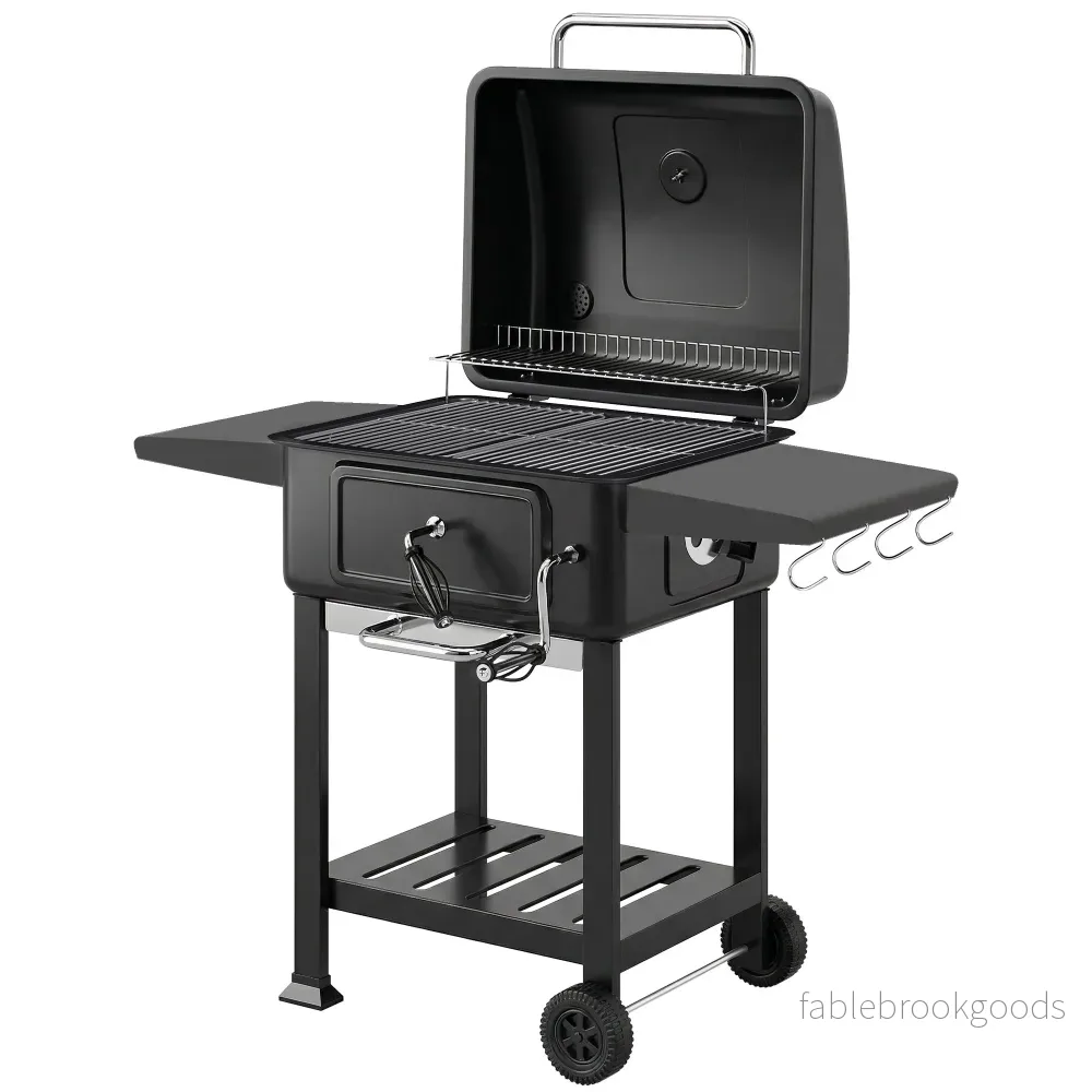 Rökgrill med kolgrill och justerbar kolpanna och termometer