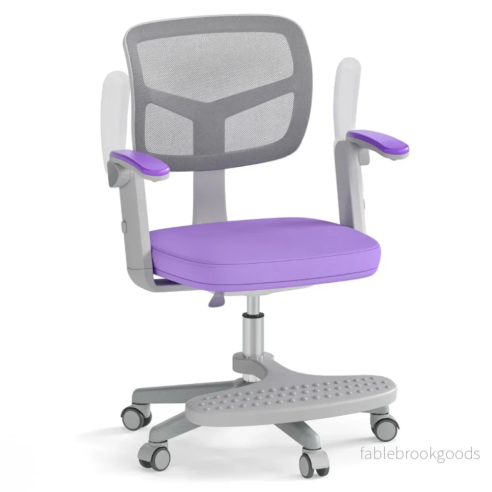 Barnskrivbordsstol – med höj och sänkbar sits Barnroterbar hjul Violett – 41-52 cm – Lila