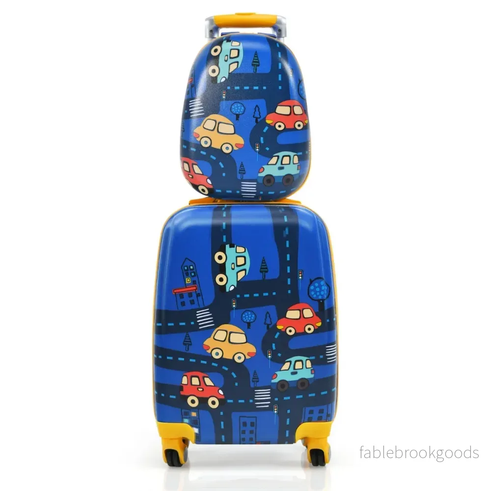 delat – barn resväska set hårt skal och ryggsäck – 2 33 x 22 x 51 cm – Mörkblå - Bild 2