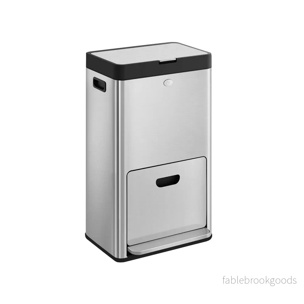 Kökssoptunna – 3 fack – Rostfritt stål – Silver - Bild 2