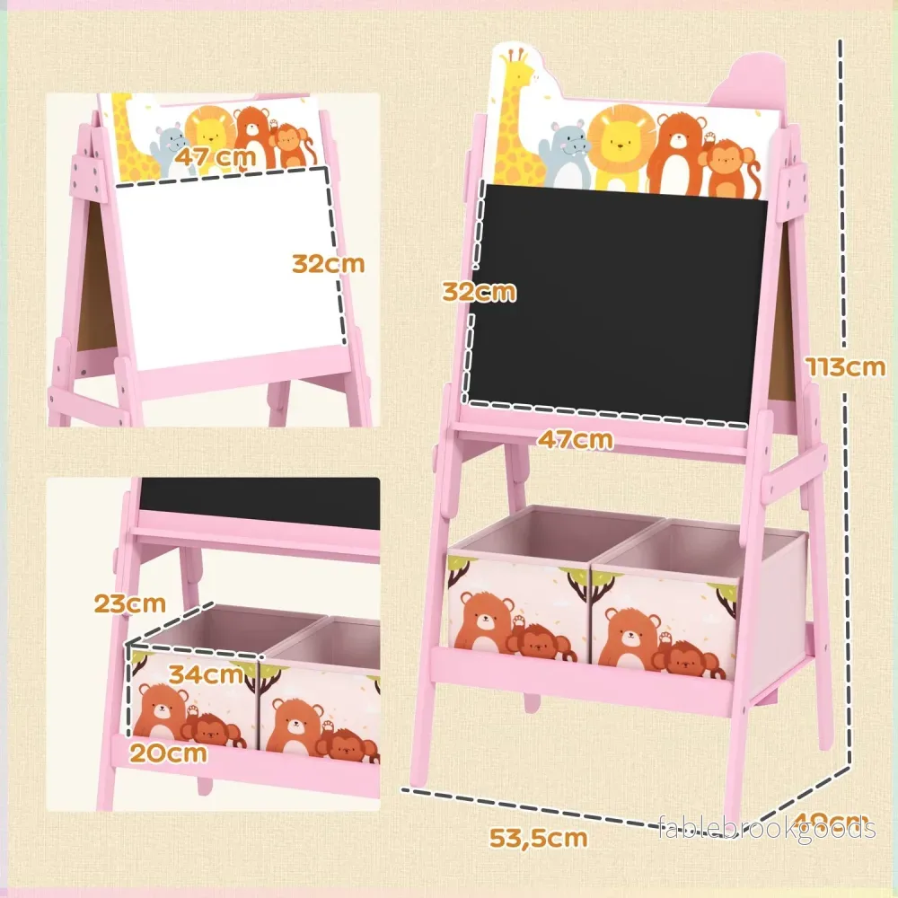 Barns 2-i-1 rosa staffli – Svarta tavla & Whiteboard - Bild 3